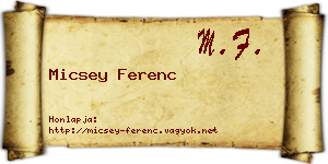 Micsey Ferenc névjegykártya